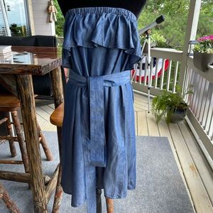 Michael Kors chambray strapless dress